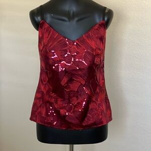 WHBM NWT deep red sequin accent cami